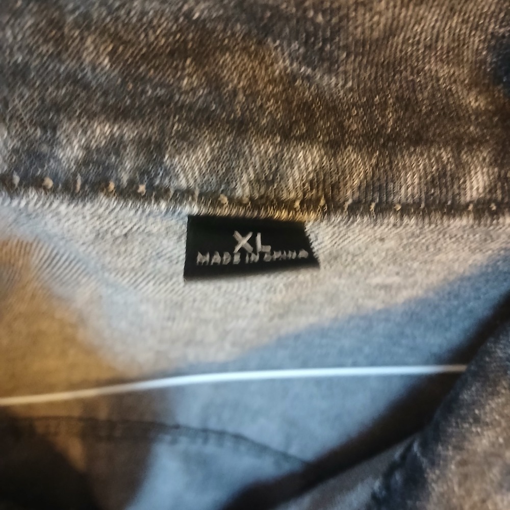 black acid-wash denim Jean  jacket Mens XL Long Sleeve - Picture 6 of 8